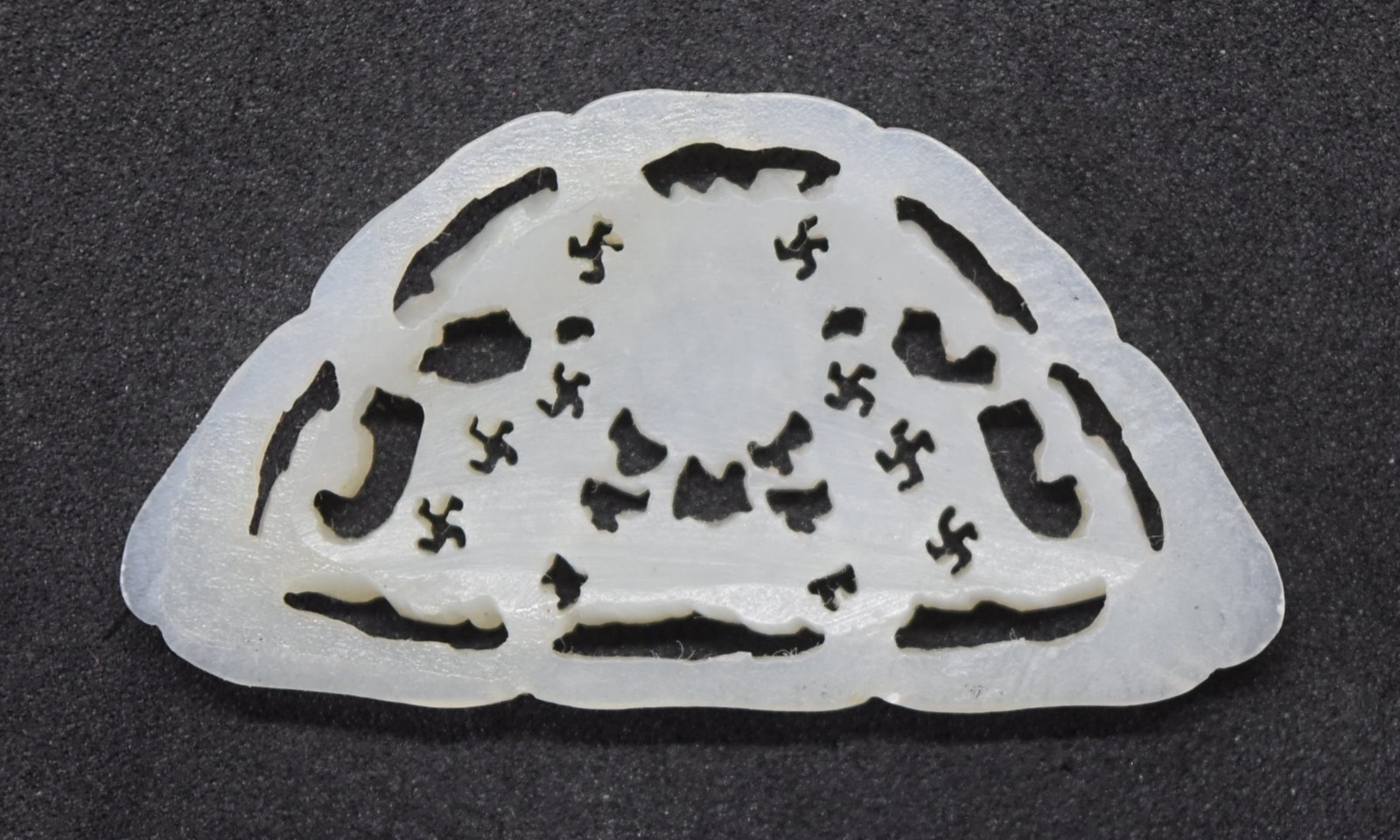 Antique Chinese Hand Carved White Celadon Jade Plaque