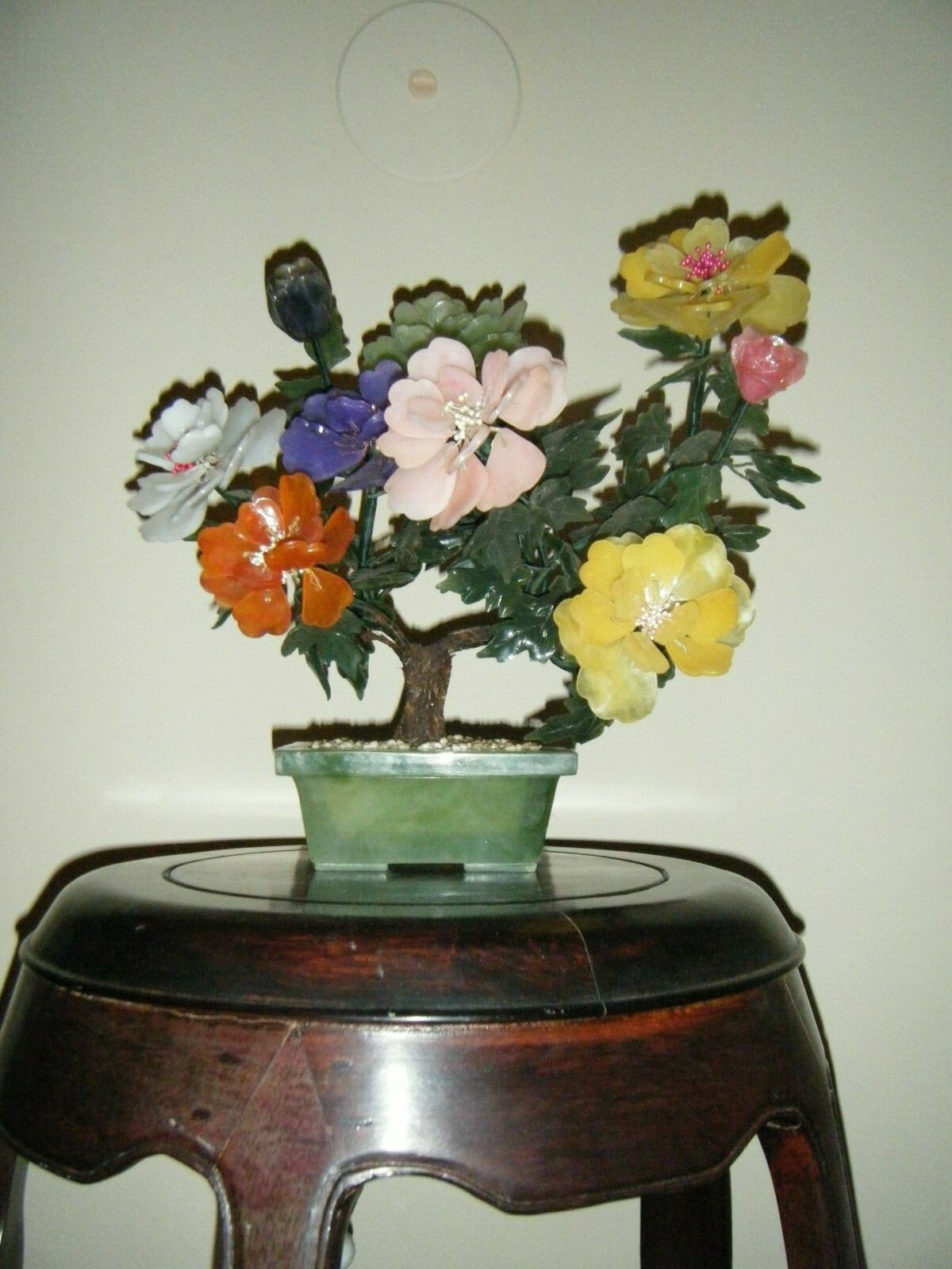 CHINESE GORGEOUS MULTI COLOR FLOWERS IN GLASS FLOWER POT