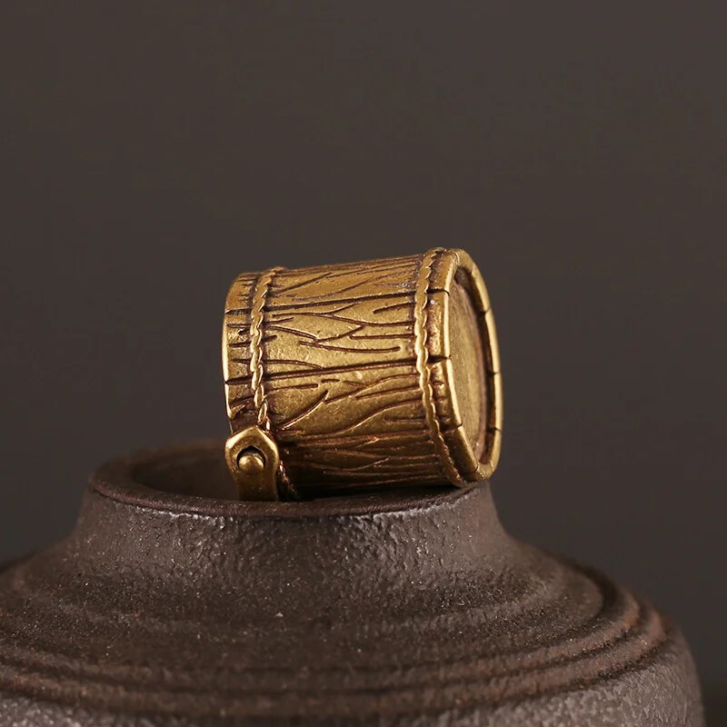 Vintage Copper Mini Bucket Keychain Hanging Jewelry Brass Portable Barrels