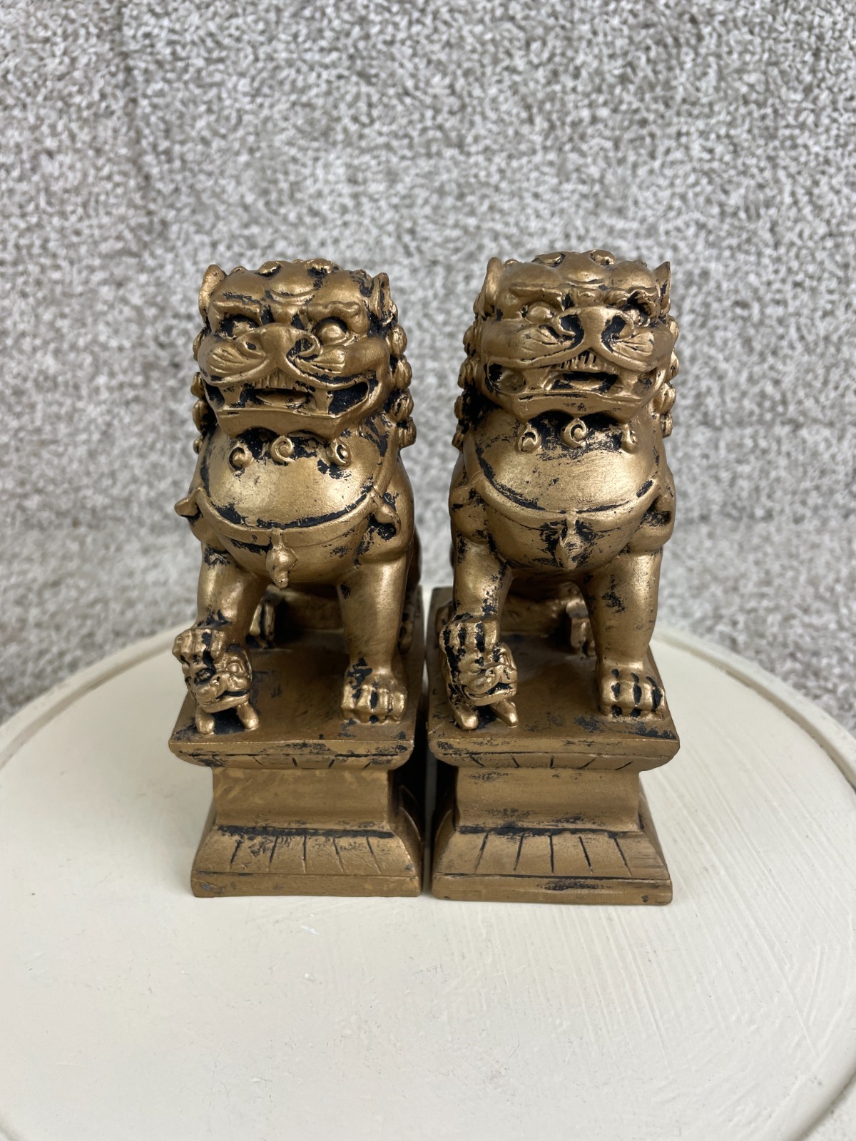 Lot of 2 Imperial Guardian Lion Chinese Foo Dog Statues Figurine