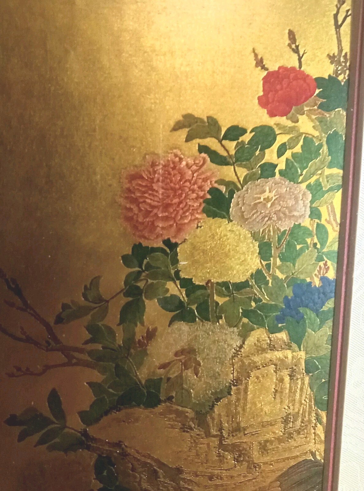 NATIONAL PALACE MUSEUM Taste,Gold and Art PEONIES Painting 99% Gold Plate Print