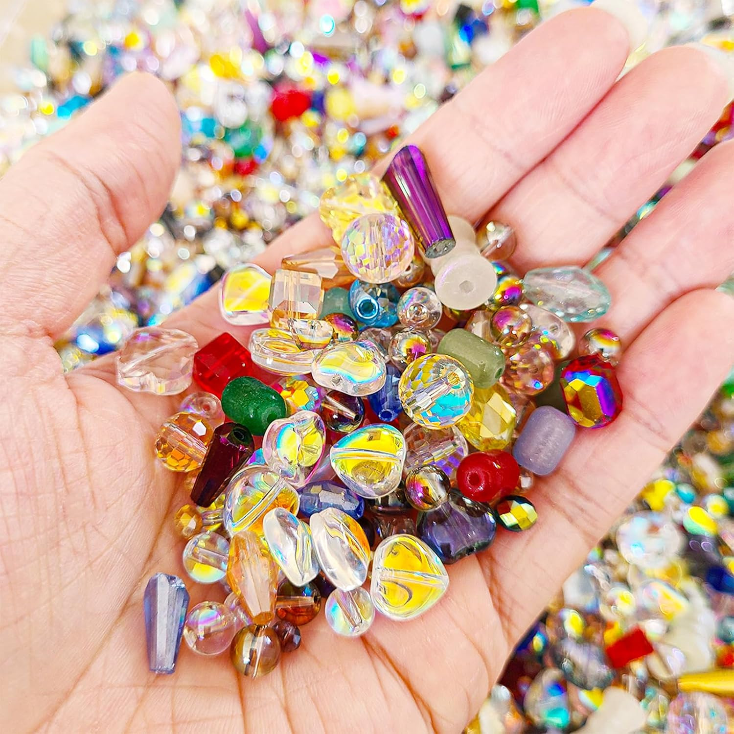 Half Pound Assorted Glass Beads for Jewelry Making, 2-16mm Colorful Crystal Bead