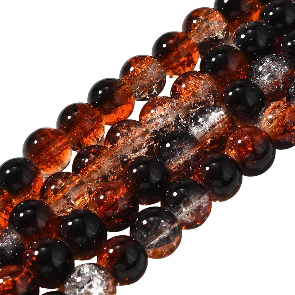 Crackle Glass Beads 8mm Black Brown Halloween Bulk Jewelry Supplies Set 20pcs