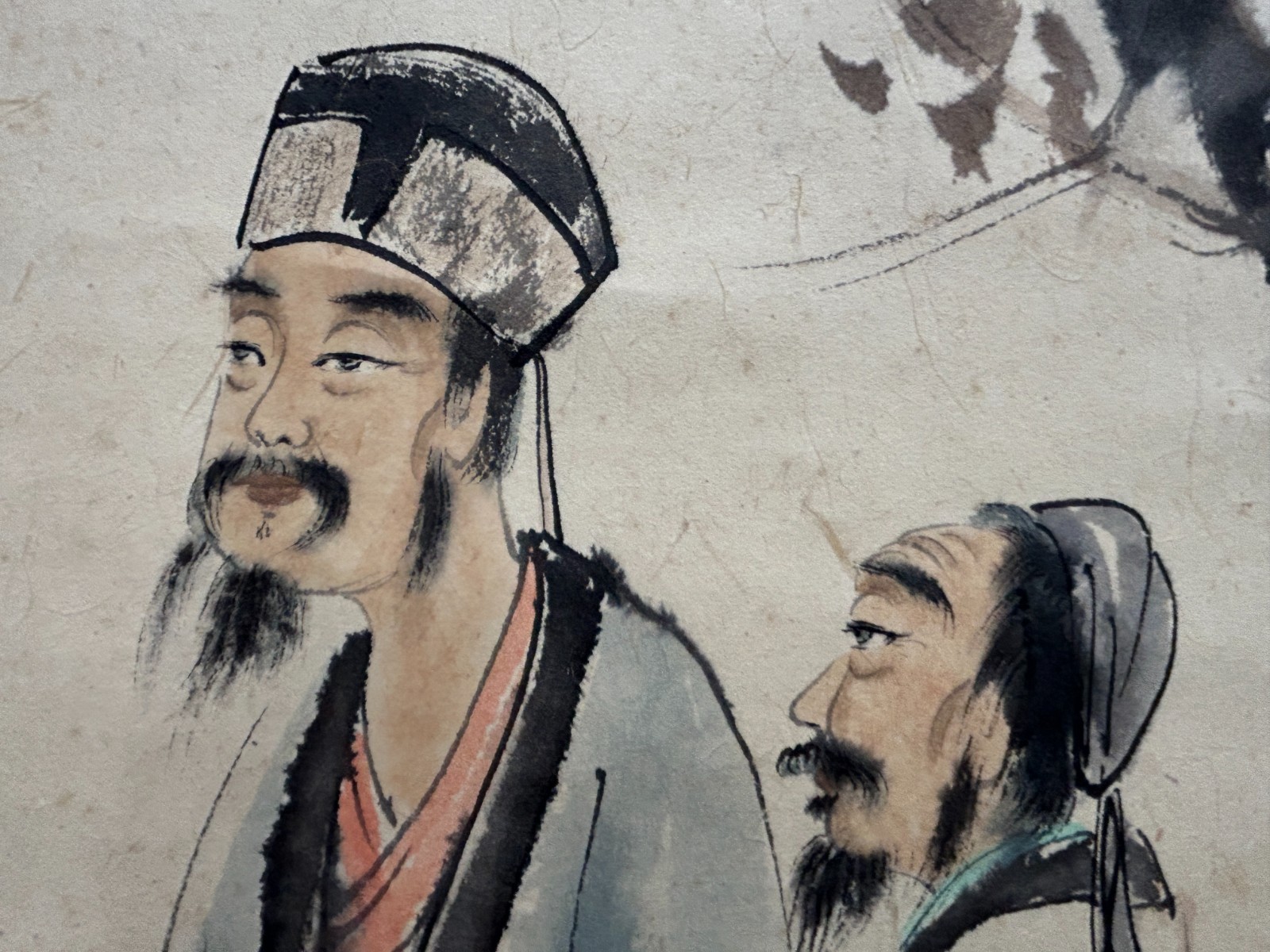 Oriental 3 Scholars Ink Brush Color Scroll Painting Wall Art ws4782