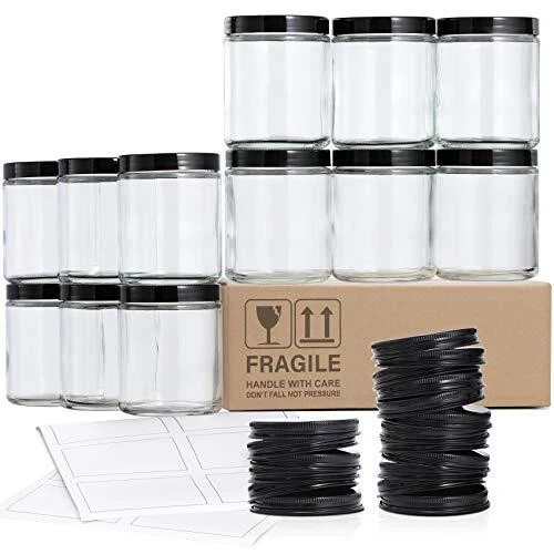 8 Oz Glass Candle Jars with Lids Round Candle Containers For Making Candles