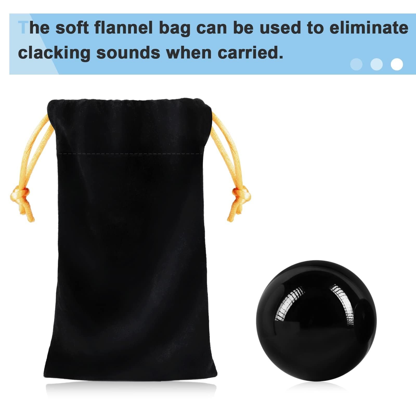 2 Pcs Black Obsidian Baoding Balls for Hand Therapy & Stress Relief – 1.57″ Mass