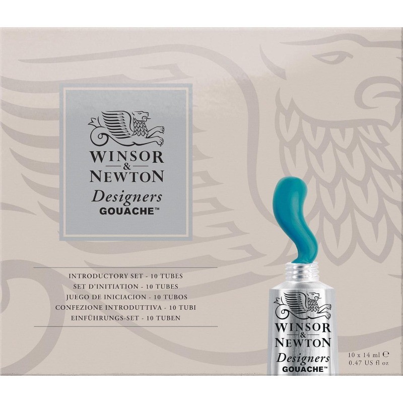 Designers’ Gouache Introductory 10-Tube Paint Set, 14ml,Blue,green,ivory,white