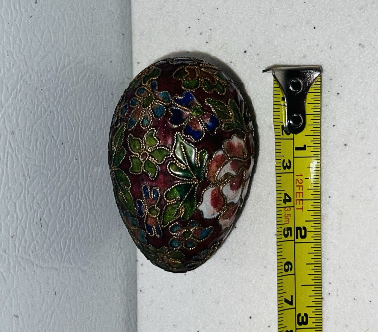 Vintage Chinese Floral Cloisonne Enamel Metal Egg #11A