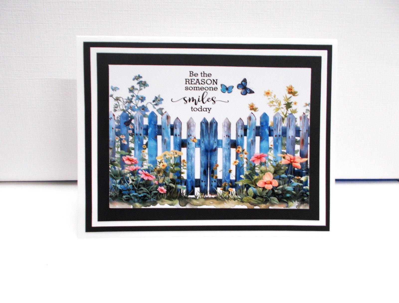 Card Kit Gate with flowers “Be the reason” Polaroid style Set 4 with envelopes