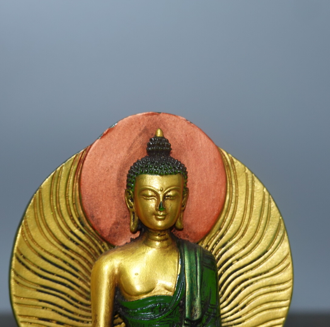5″ Collect China Coloured Glaze Paintings Gilding Medicine Backlit Buddha Statue