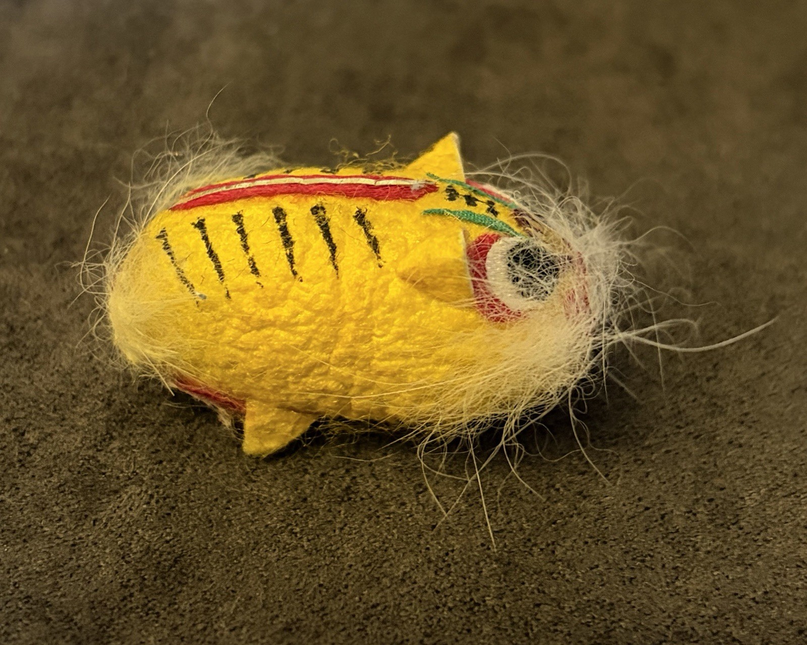 Vintage 1950s Chinese Tiger Painted Silk Worm Cocoon Toy 1-1/4” Miniature
