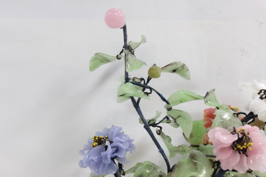 Chinese Liuli Bonsai Tree in Cloisonne Flower Pot