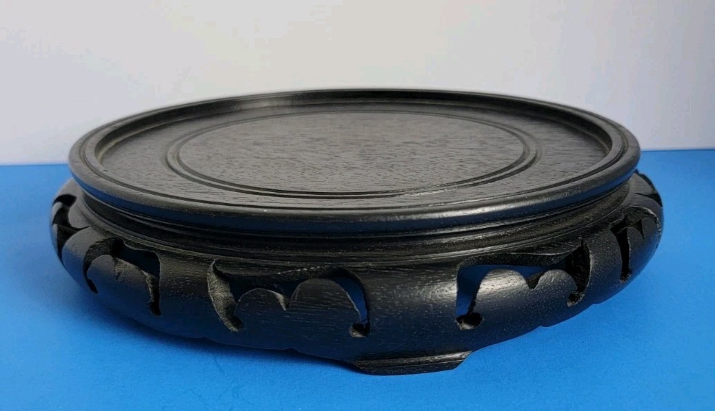 Chinese Carved Wood Stand Base For 6.5″ Vase Or Pot