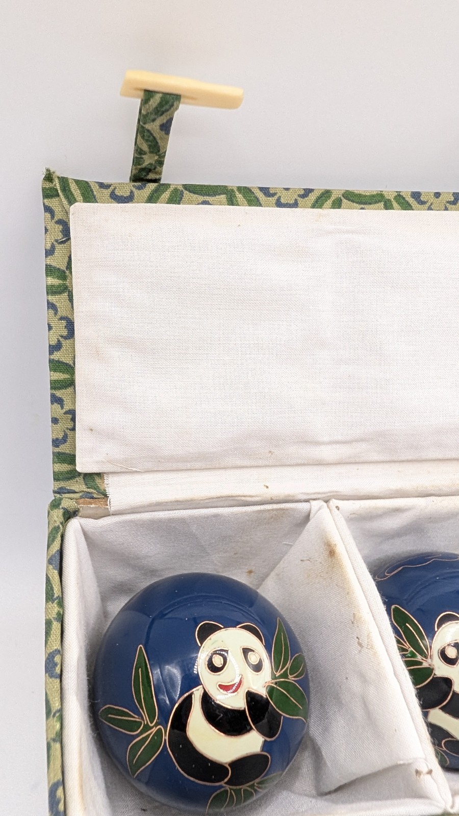 Vintage Chinese Cloisonné Enamel Panda Baoding Balls