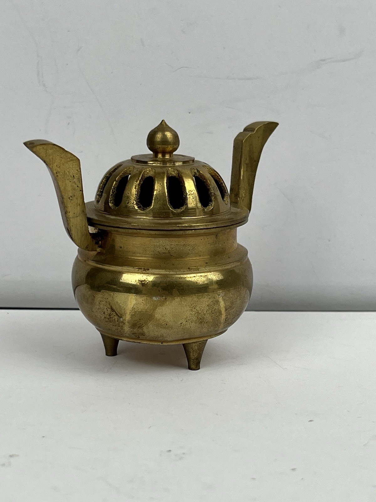 Mini Brass Asian Incense Burner / Censer – Tripod Base 2.5”