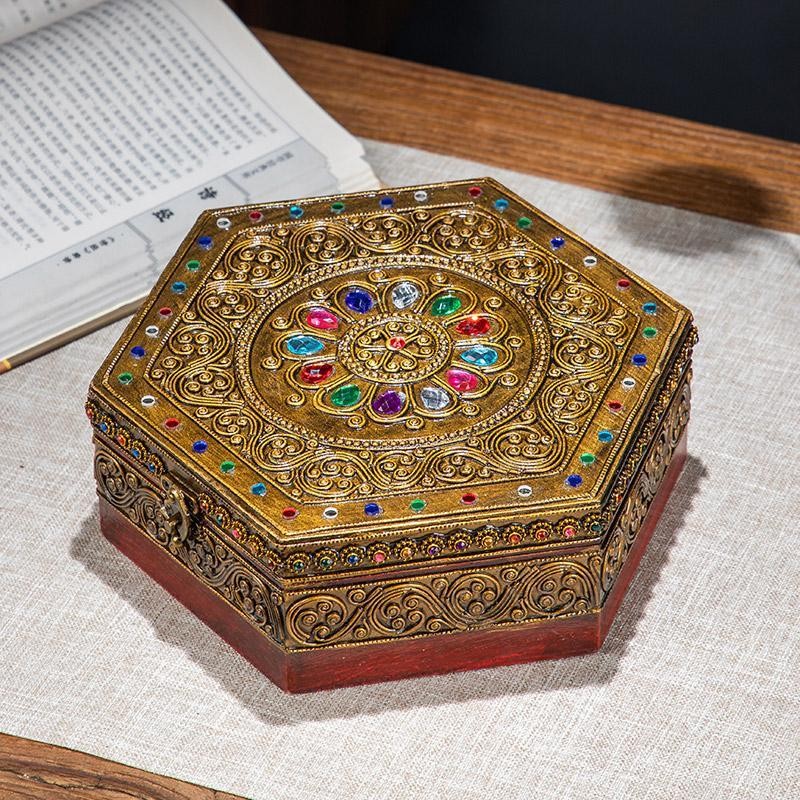Vintage Monkey Wood Jewelry Box, Cloisonne Inlay, 14.5×7.5cm, Lockable