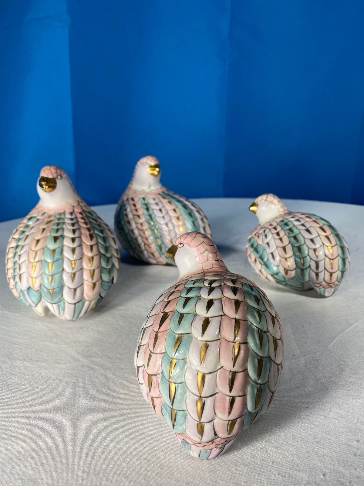 Collection Of Vintage H.F.P Macau Ceramic Love Birds Doves Chinese Porcelain