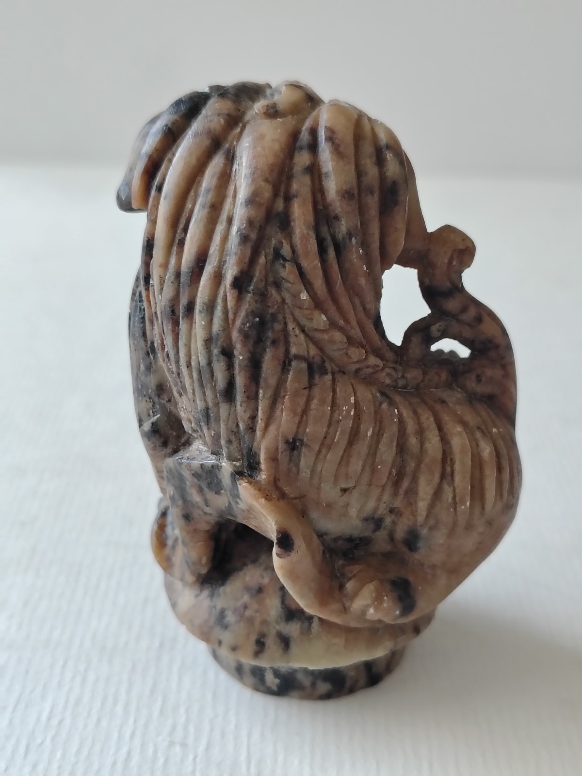Vintage Chinese Hand Carved Soapstone Incense Burner Top Foo Dog 3″ Figurine