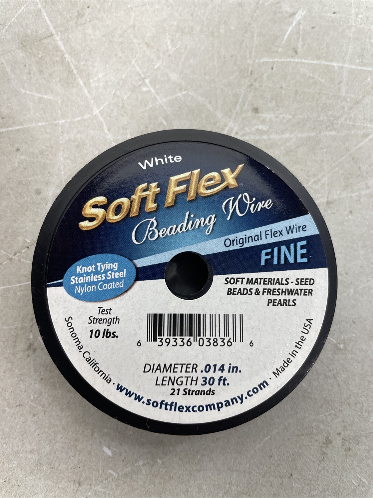 Premium Quality 21 Strand Beading Wire – Fine 0.14 Diameter – 30 Feet white