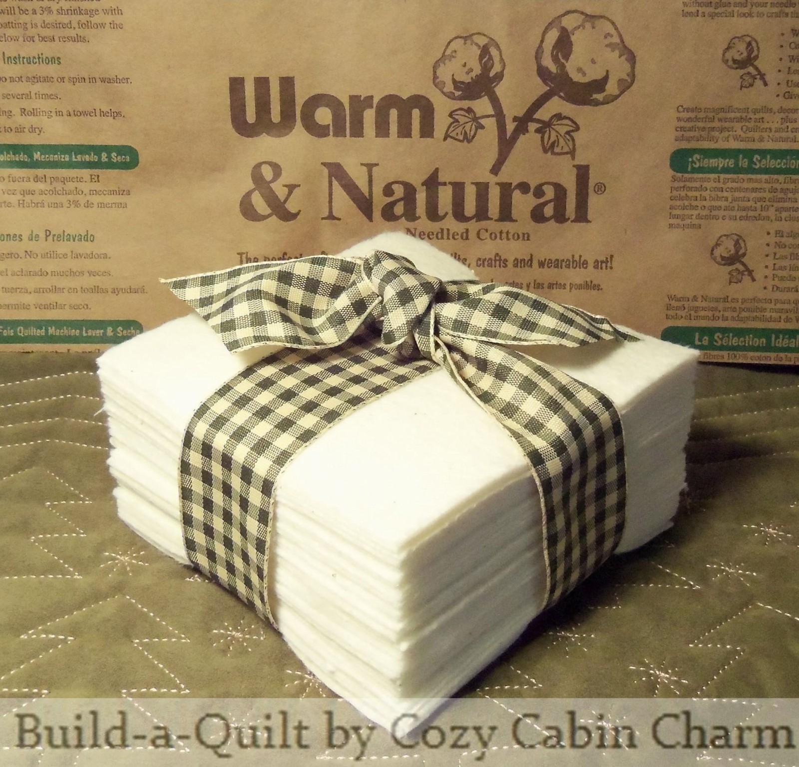 50 ~ 8″ Warm & Natural Cotton Pre-Cut Batting Squares, Rag Quilt, Potholder