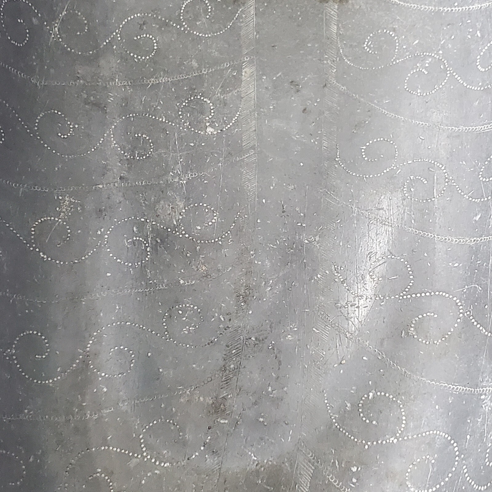 Vintage Chinese Pewter Etched Leaf Shape Tray with Semi-Precious Stones