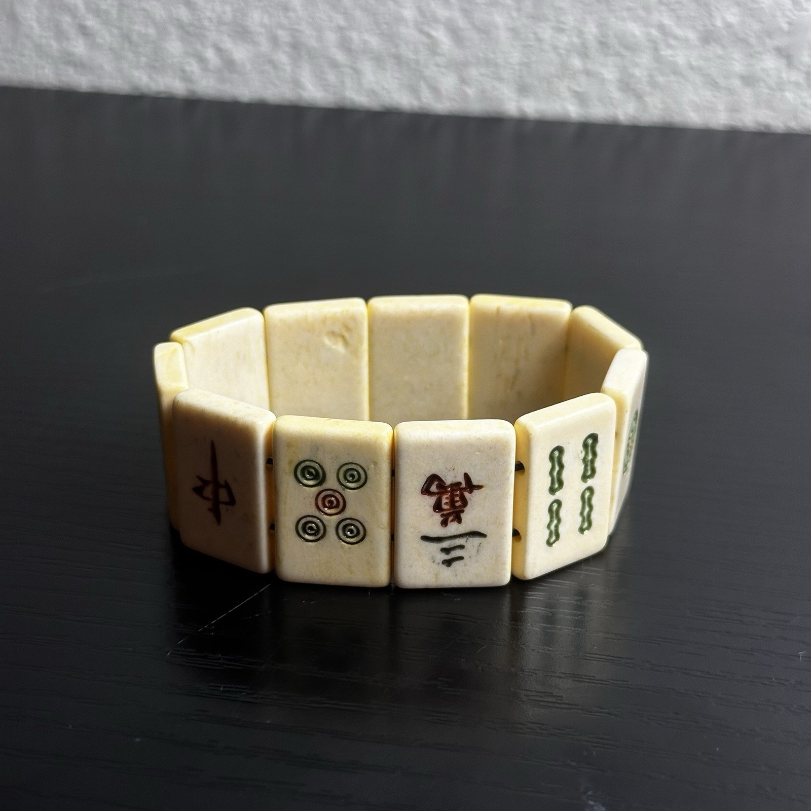 Vintage Mahjong Gambling Amulet [1950s ~ Mahjong Gambling Amulet] Natural Bone