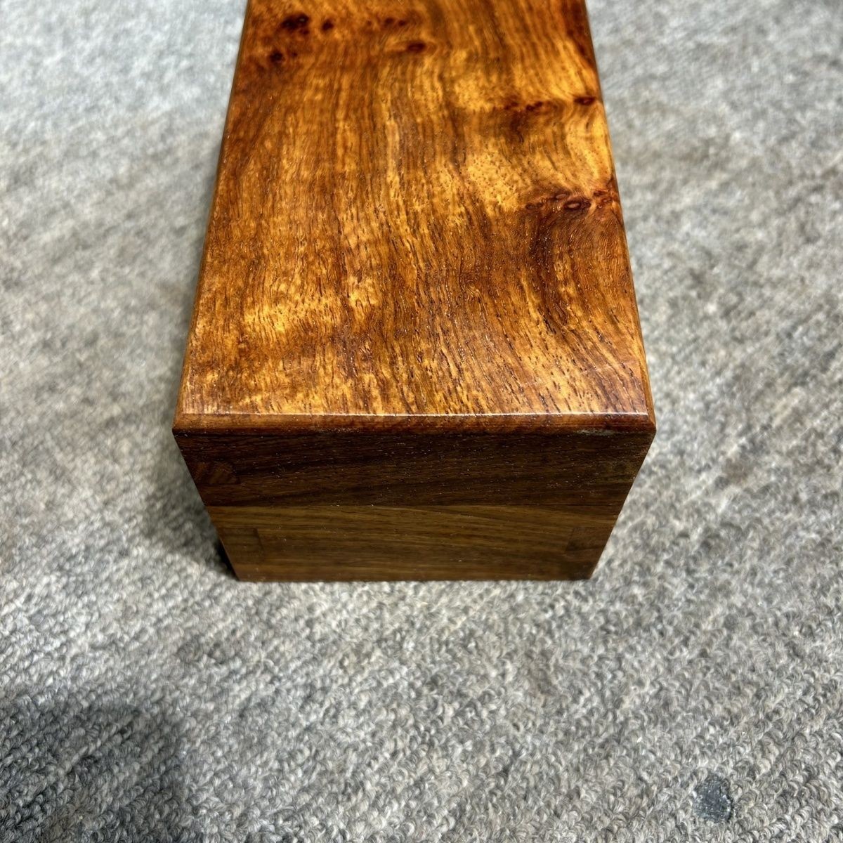 Vintage Rosewood Burl Jewelry Box Handmade Solid Wood Storage Case Brass Lock