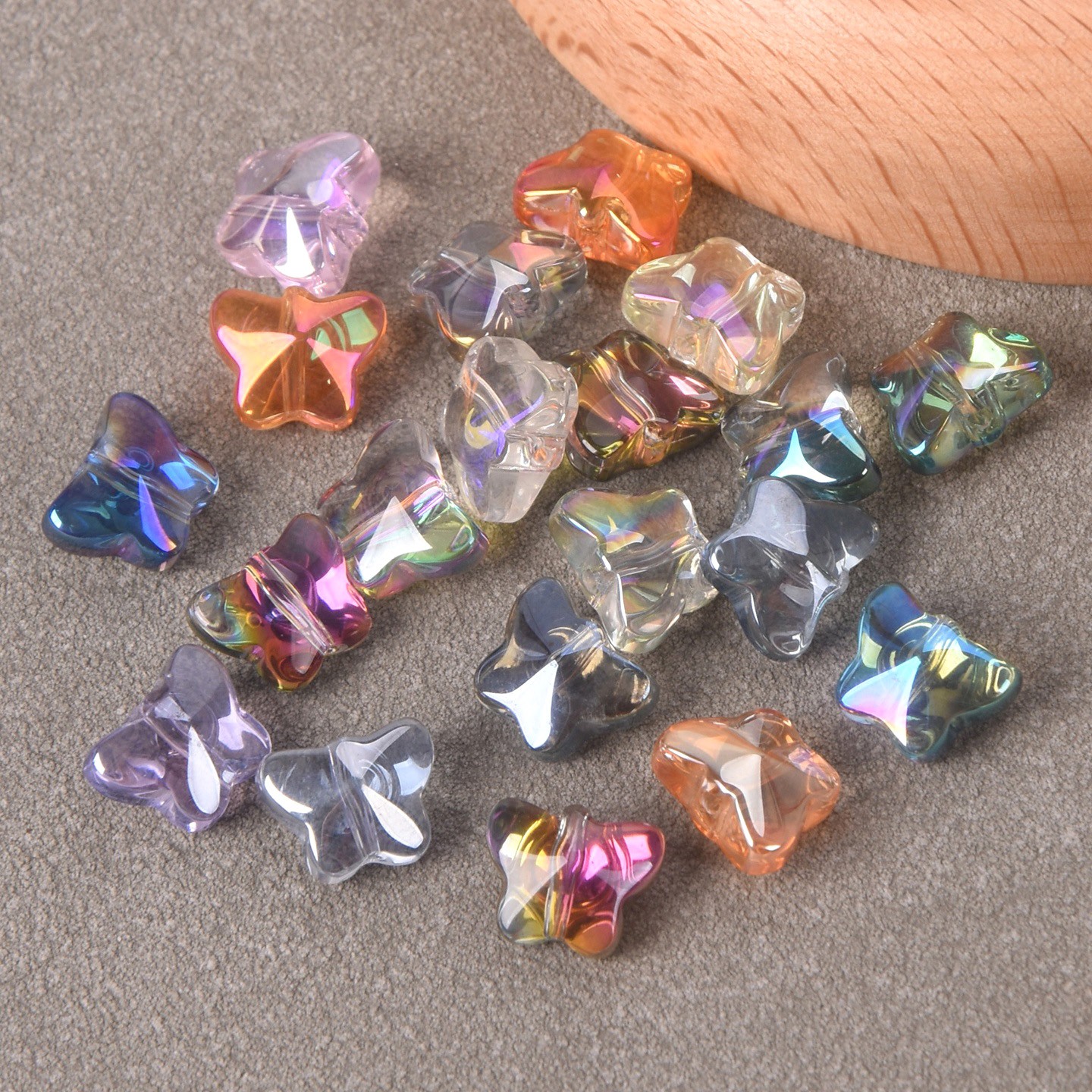 Glossy Butterfly Shape 10mm 14mm Colorful Plated Crystal Glass Loose Beads Lot