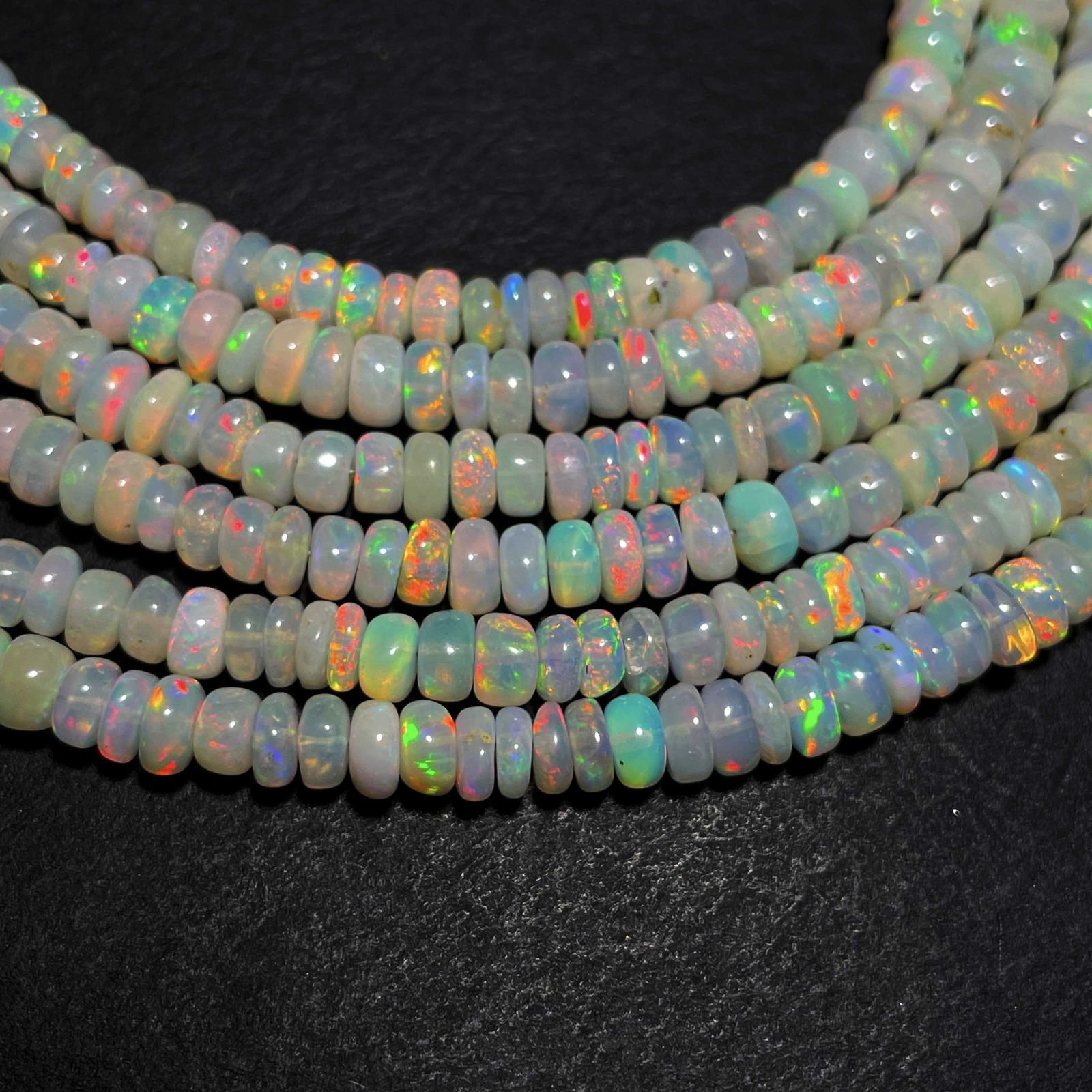 Natural Ethiopian Opal Multi Fire Gemstone Rondelle Beads 3-6 mm 54 CT 17 Inch