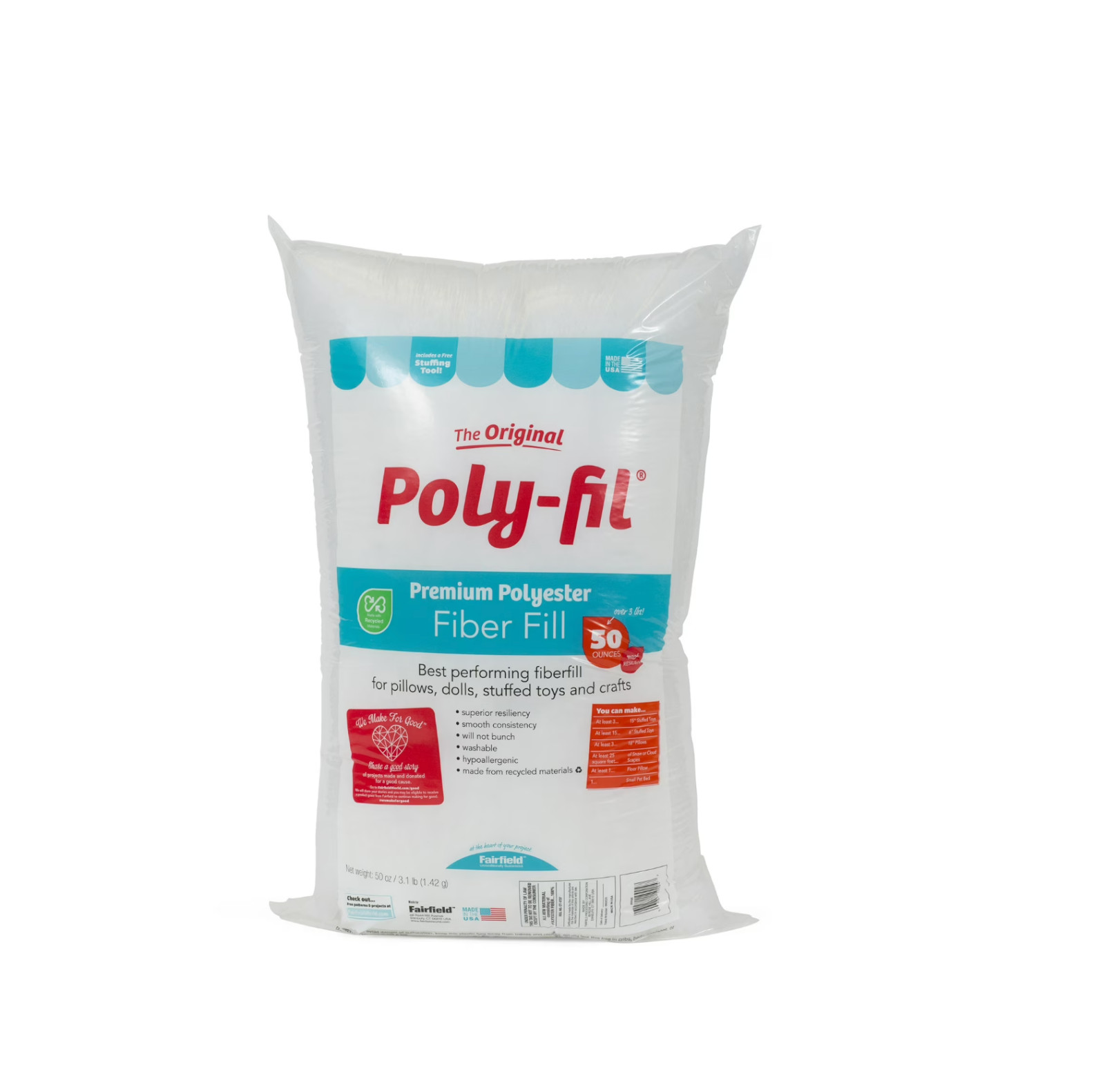 Poly-Fil Premium Polyester Fiber Fill by, 50 Oz Bag