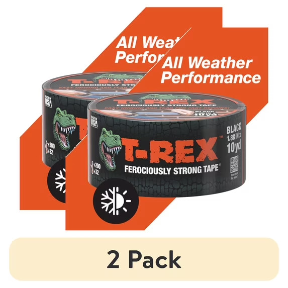 T-Rex Ferociously Strong Tape 1.88 in. x 10 yd. Black – 2 Pack