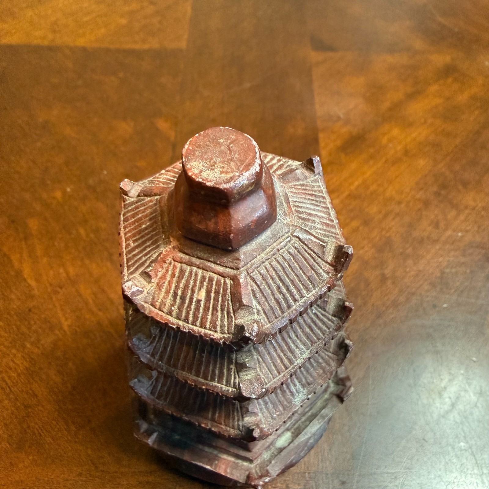 Vintage Asian Pagoda Soapstone Carved Tower Statue Miniature Figurine Decor