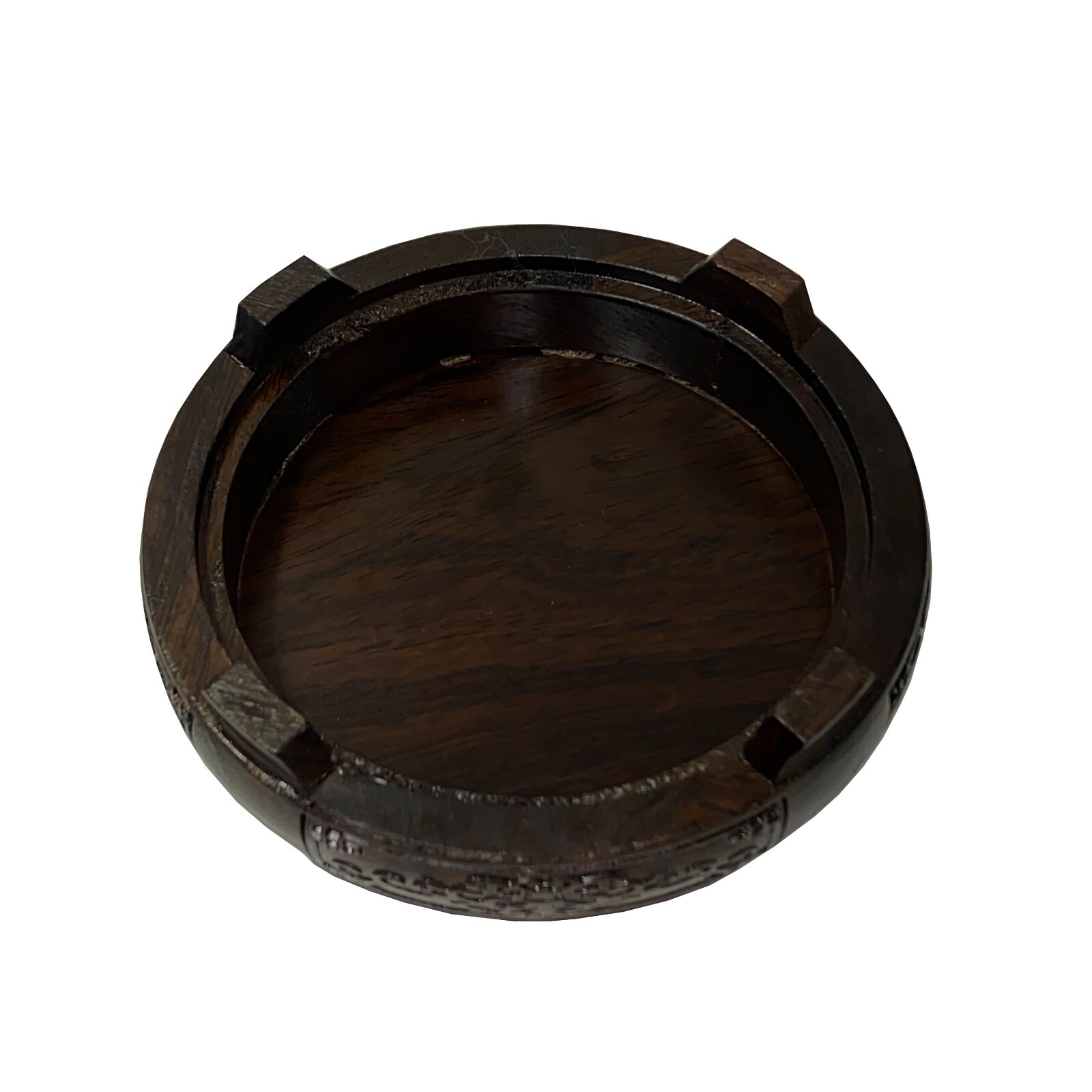 3.75″ Oriental Motif Brown Wood Round Table Top Stand Riser ws2894B