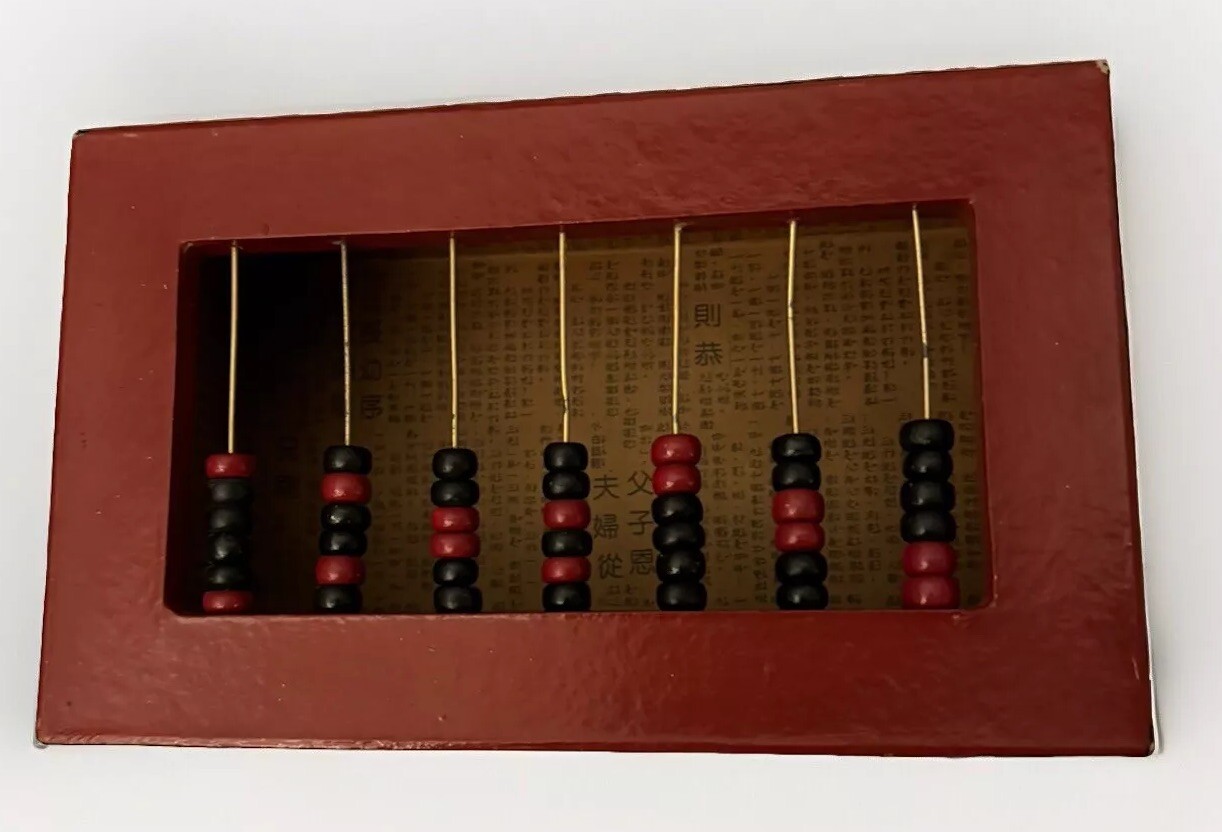 Vintage Black Made in Philippines Wooden Abacus Storage Box Wood. Beads.