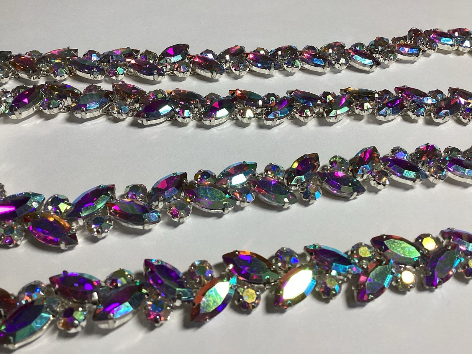 36” Colorful Rhinestone Trim Aurora Borealis Marquise Rd Crystal Trim Free Ship