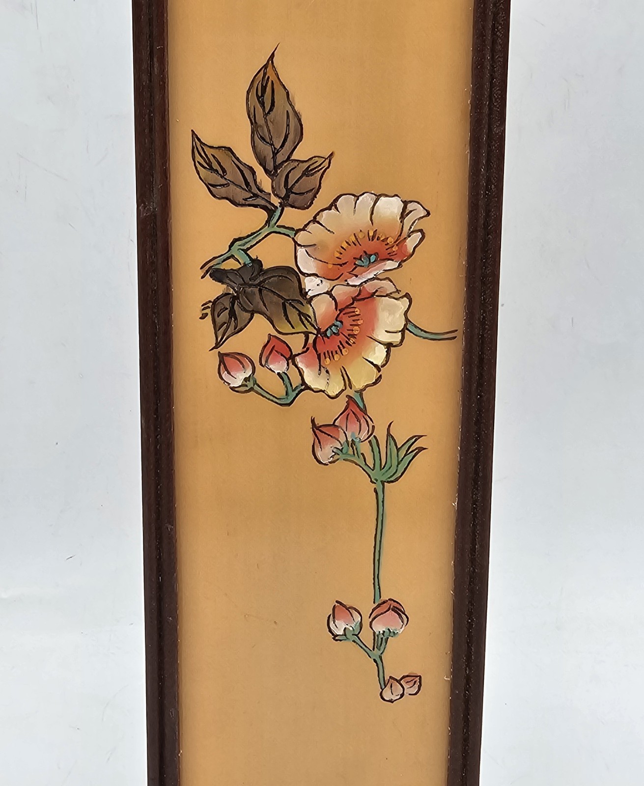 Vintage Chinese Acrylic Faux Wood Hand Painted Trinket Pencil Sliding Box GREAT!