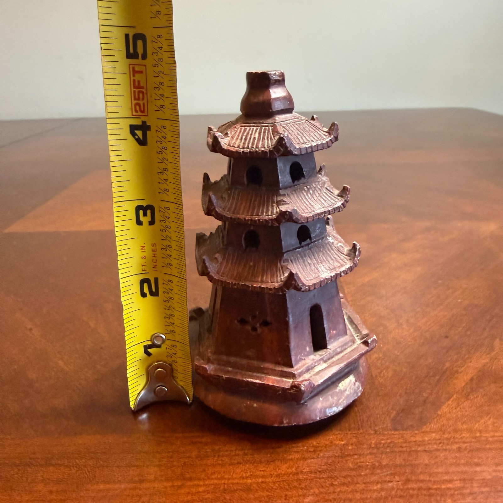 Vintage Asian Pagoda Soapstone Carved Tower Statue Miniature Figurine Decor