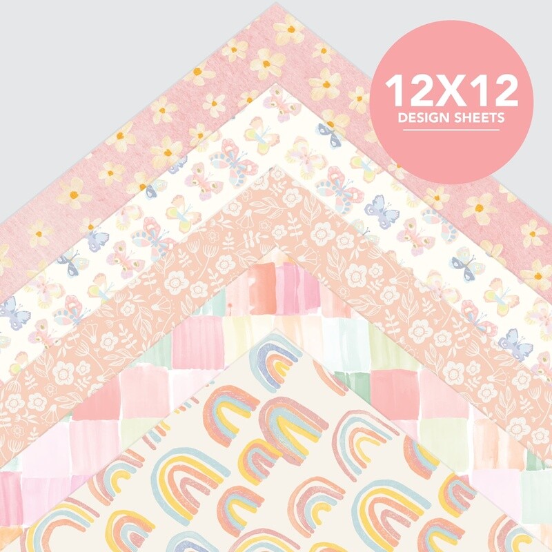Baby Girl Scrapbook Paper Pack 12×12 50 Sheets 25 Designs Crafting Supplies New