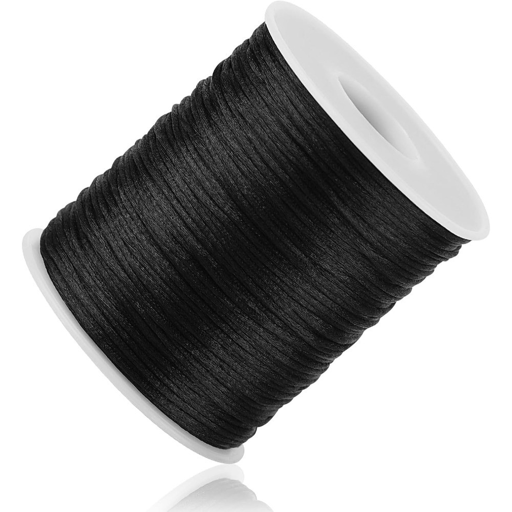 Black Nylon String Cord 1mm 100 Yards Braided Jewelry Thread for Bracelet Making