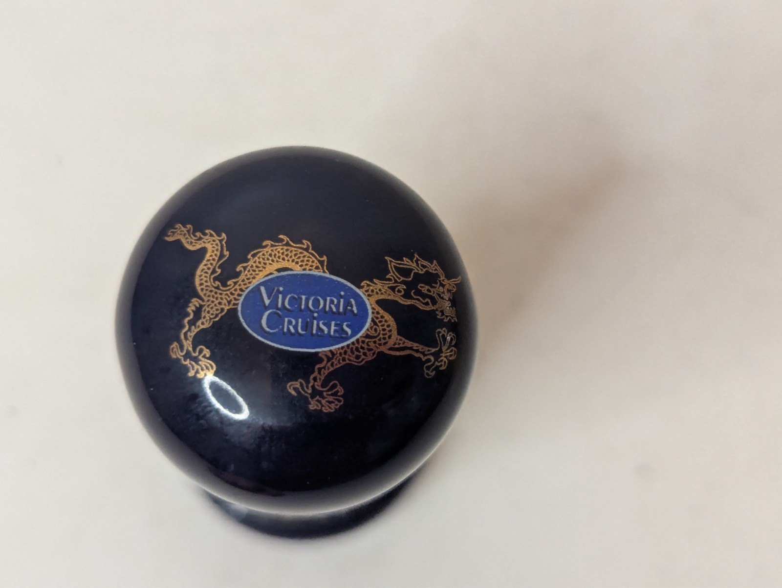 Toothpick Holder Porcelain Chinese Asian Blue Gold White 2 Piece