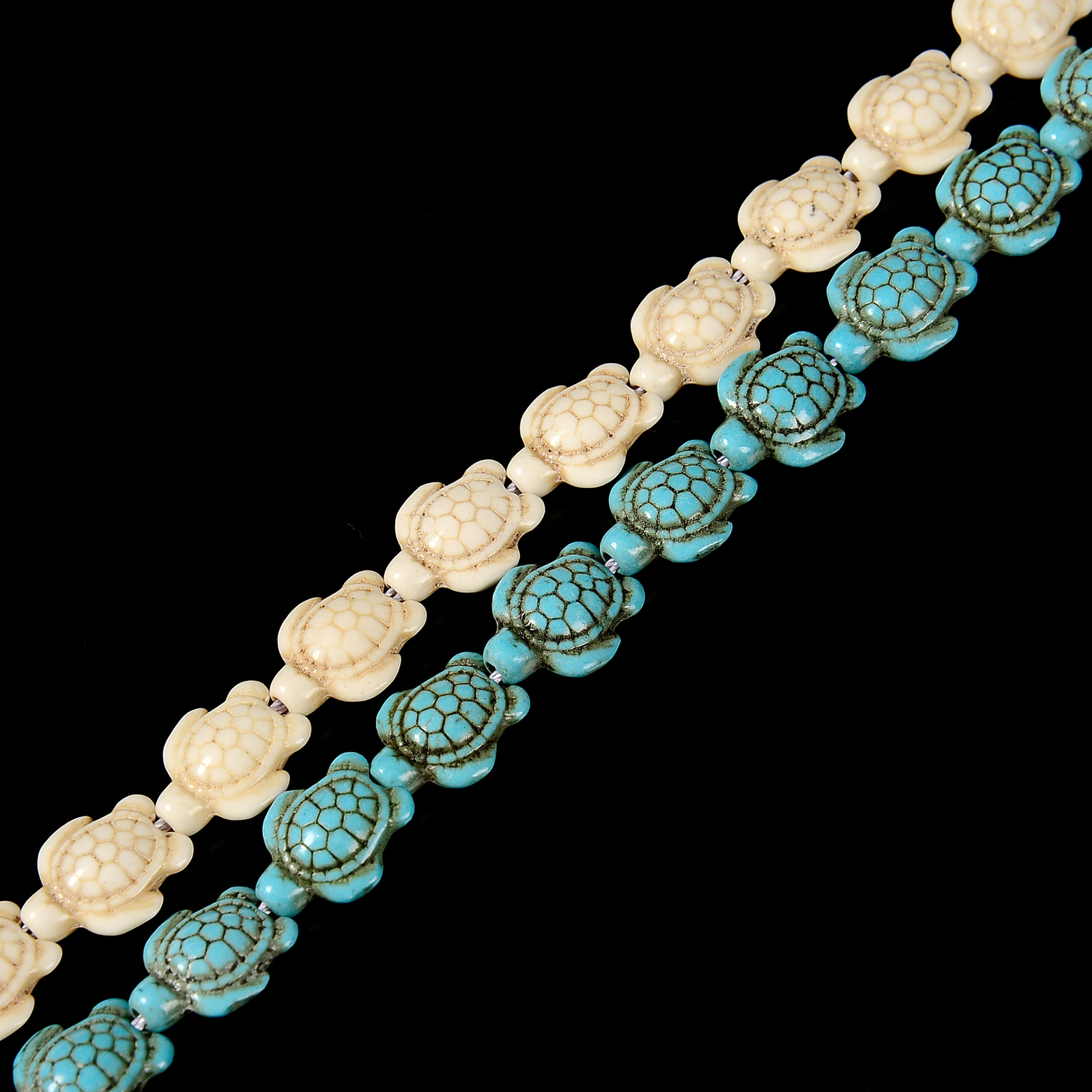 Blue or White Howlite Turquoise Turtle Beads 15x18mm 15.5″ Strand