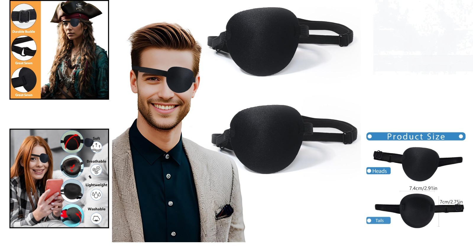 Adult Adjustable Eye Mask – Full Coverage, Reusable Eye Patches for Daily Use