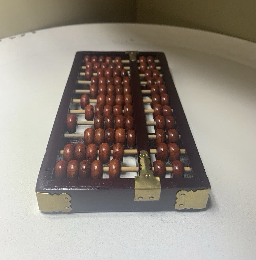 Diamond Brand Chinese Wooden Abacus with Brass Accents Made in China