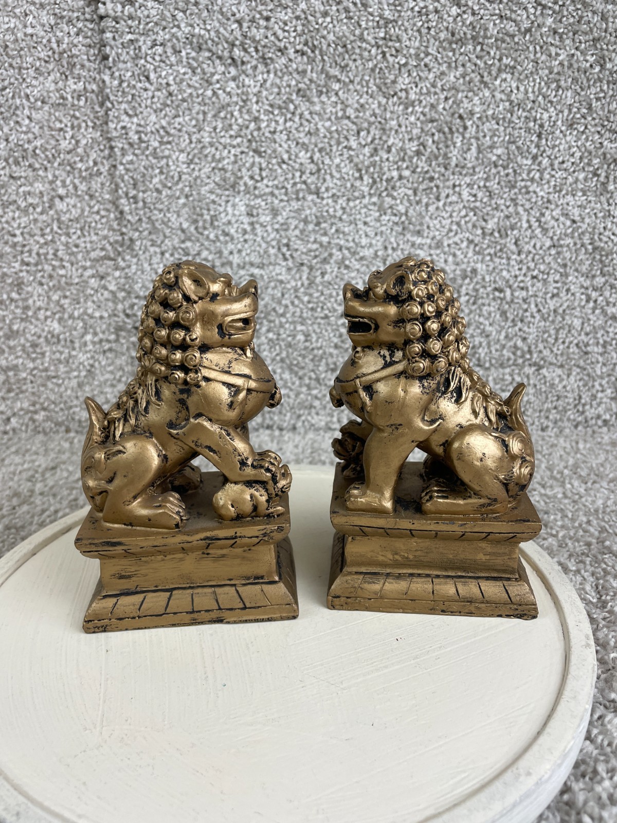 Lot of 2 Imperial Guardian Lion Chinese Foo Dog Statues Figurine