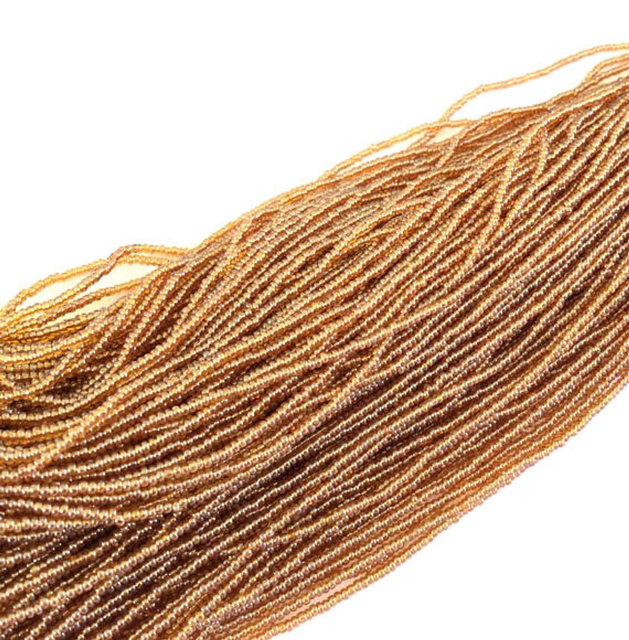 15/0 Czech Transparent Gold Amber Glass Seed Beads- 12 Strands