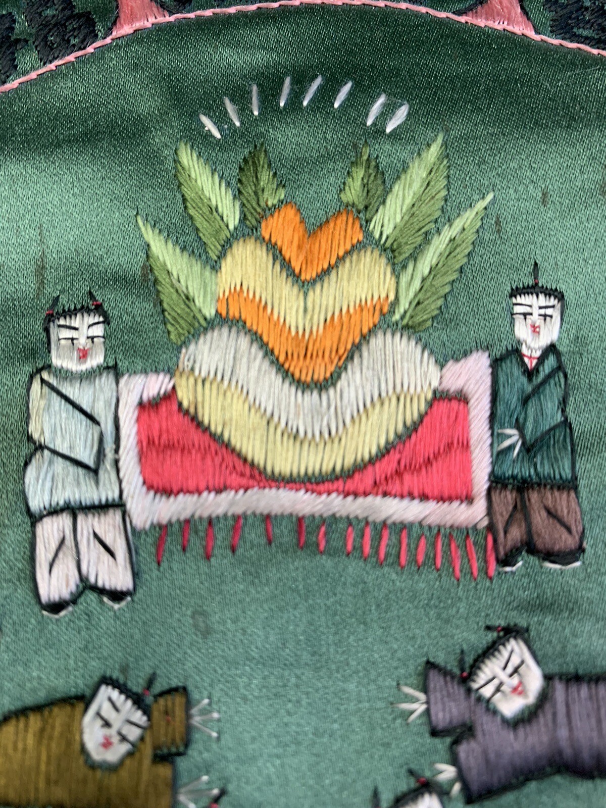 2 Vintage Chinese Hand Embroidered Silk Tapestry Wall Hanging Panels Children