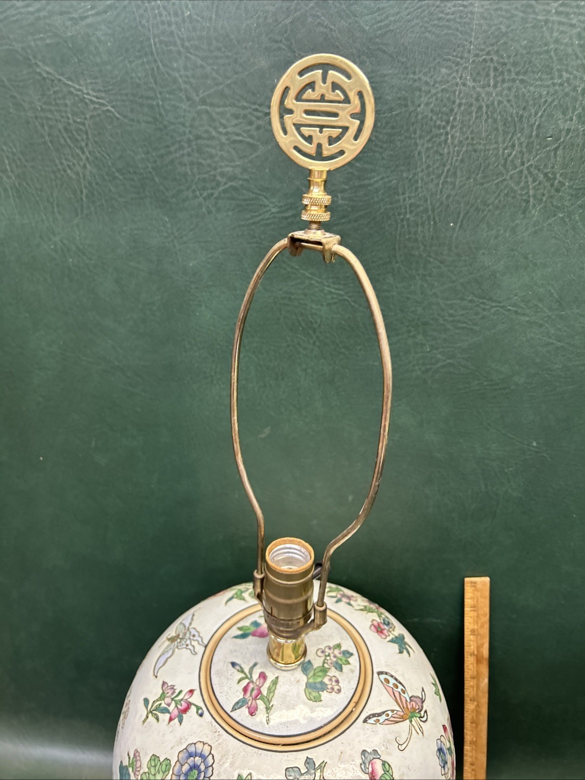 Vintage Large Chinese Famille Rose Ginger jar Lamp – Butterflies & Flowers 29″