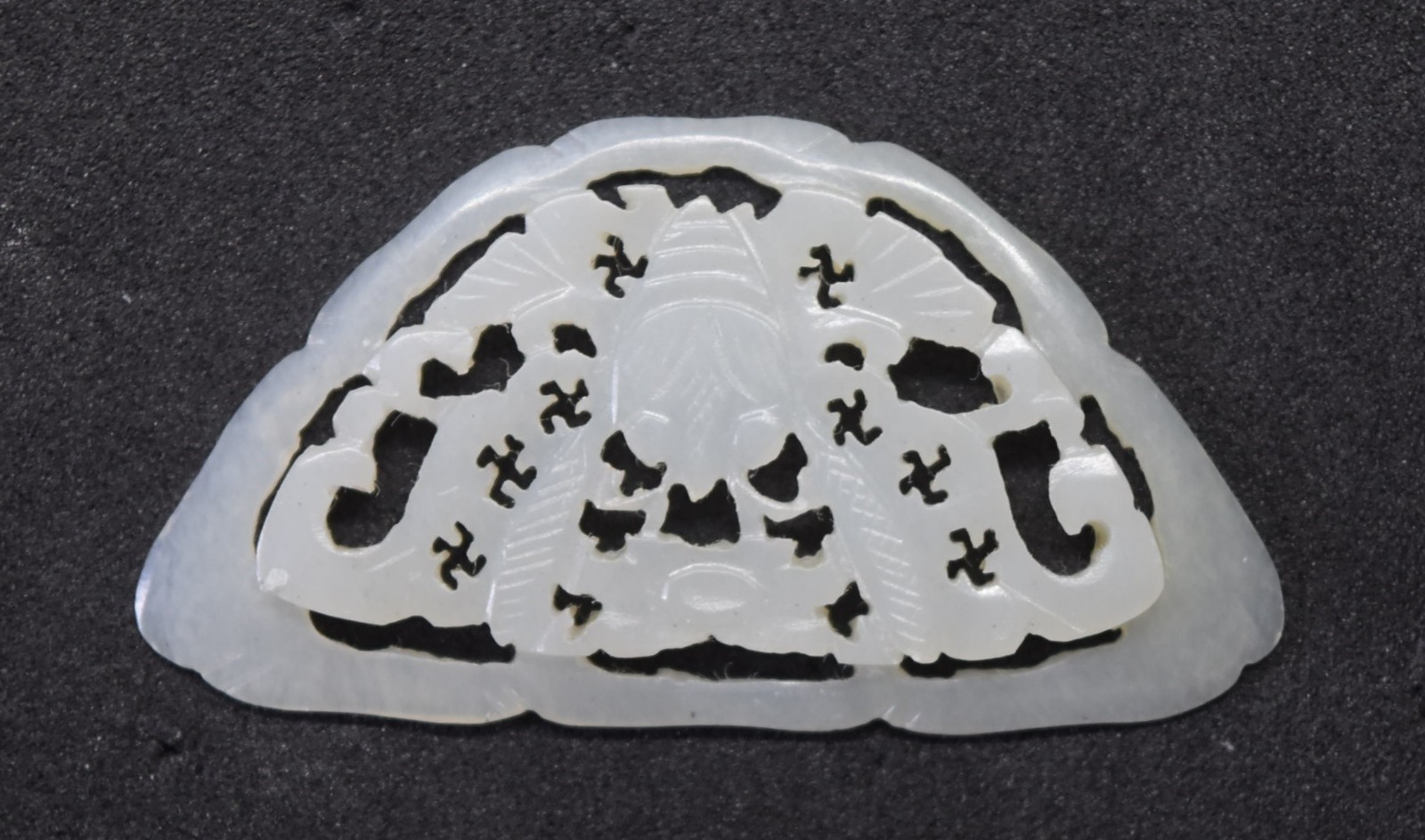Antique Chinese Hand Carved White Celadon Jade Plaque