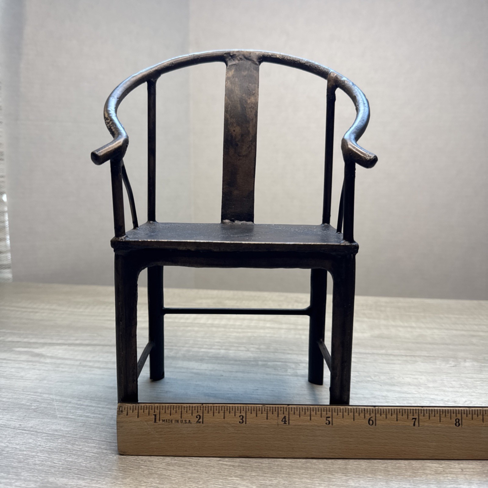 Vintage Chinese Bronze Doll Model Armchair 10.5”H Plant Stand? EUC