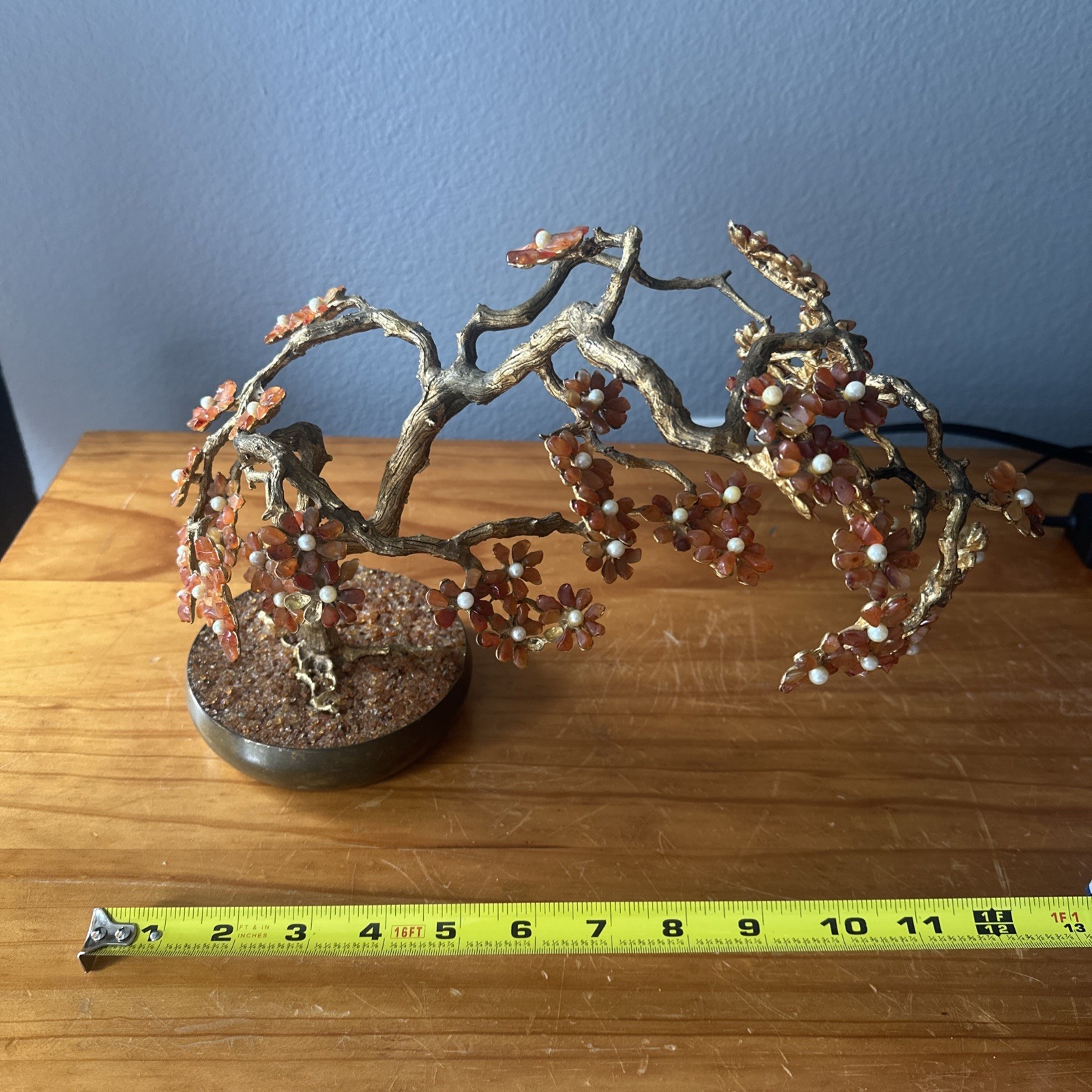 Vintage Antique Chinese Orange Carnelian Bonsai Tree